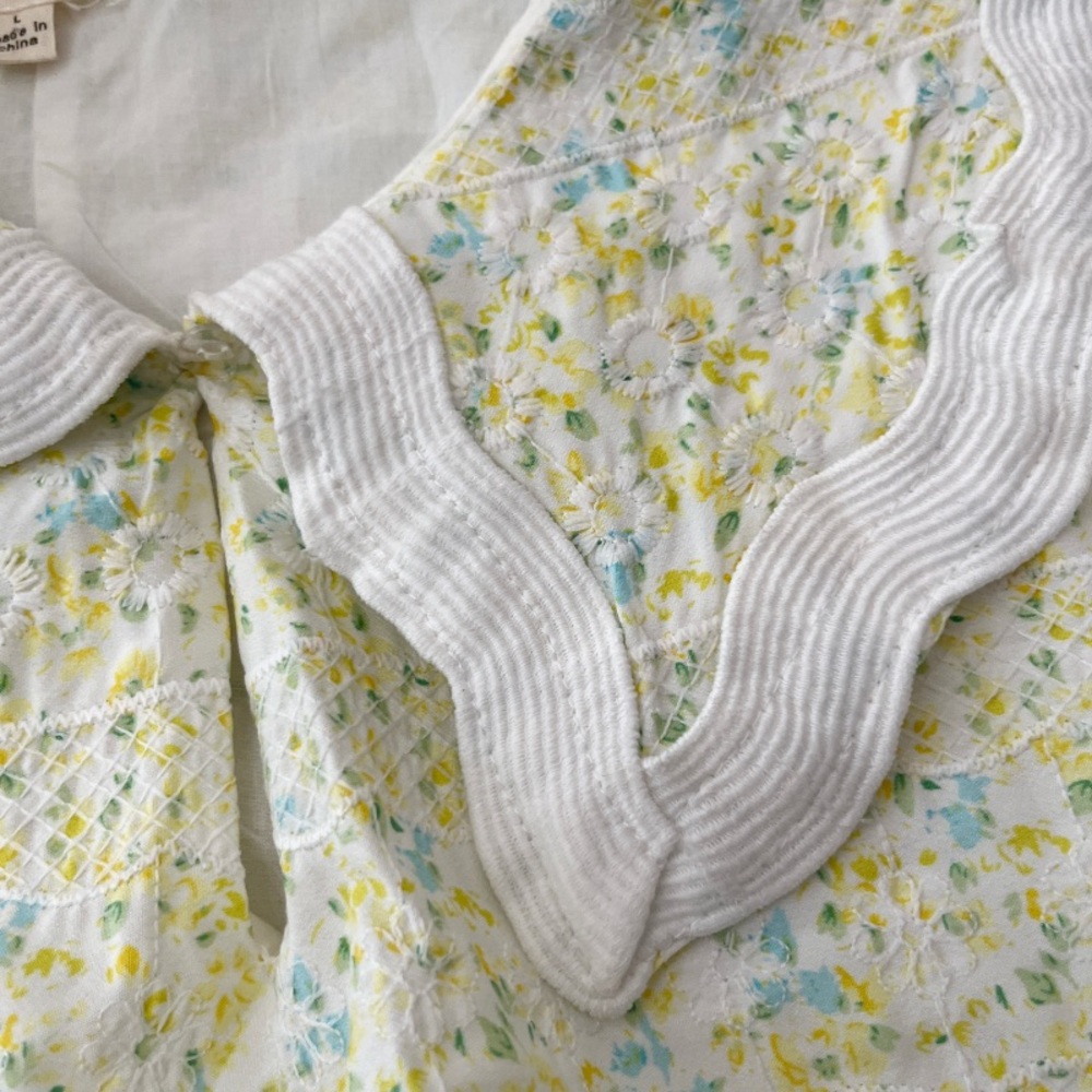 Just Me Yellow and Green Floral Wide Collar Dress - Picture 3 of 8